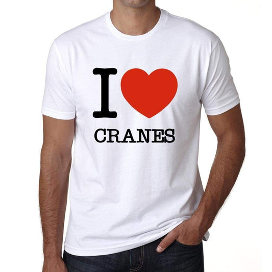 Cranes I Love Animals White Mens Short Sleeve Round Neck T-Shirt 00064 - White / S - Casual
