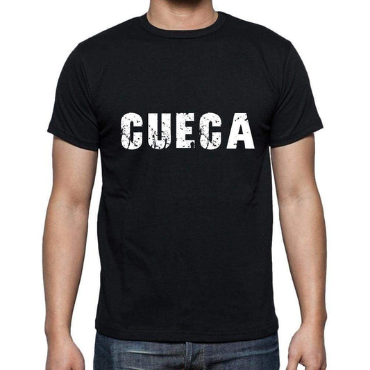 Cueca Mens Short Sleeve Round Neck T-Shirt 5 Letters Black Word 00006 - Casual