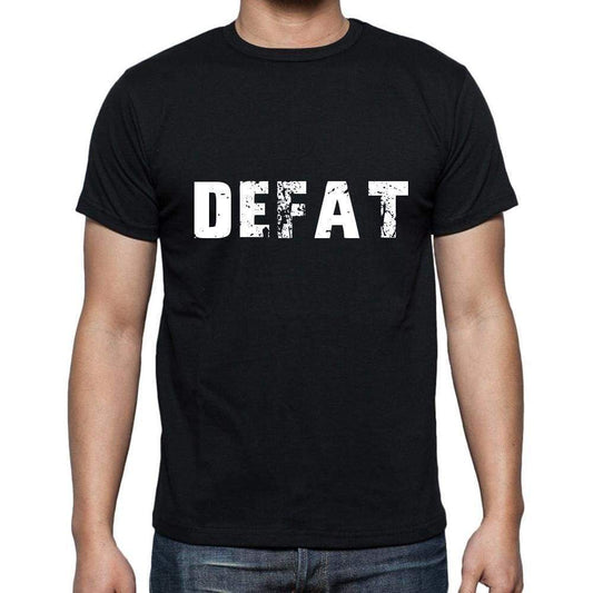 Defat Mens Short Sleeve Round Neck T-Shirt 5 Letters Black Word 00006 - Casual