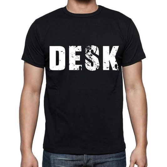 Desk Mens Short Sleeve Round Neck T-Shirt Black T-Shirt En
