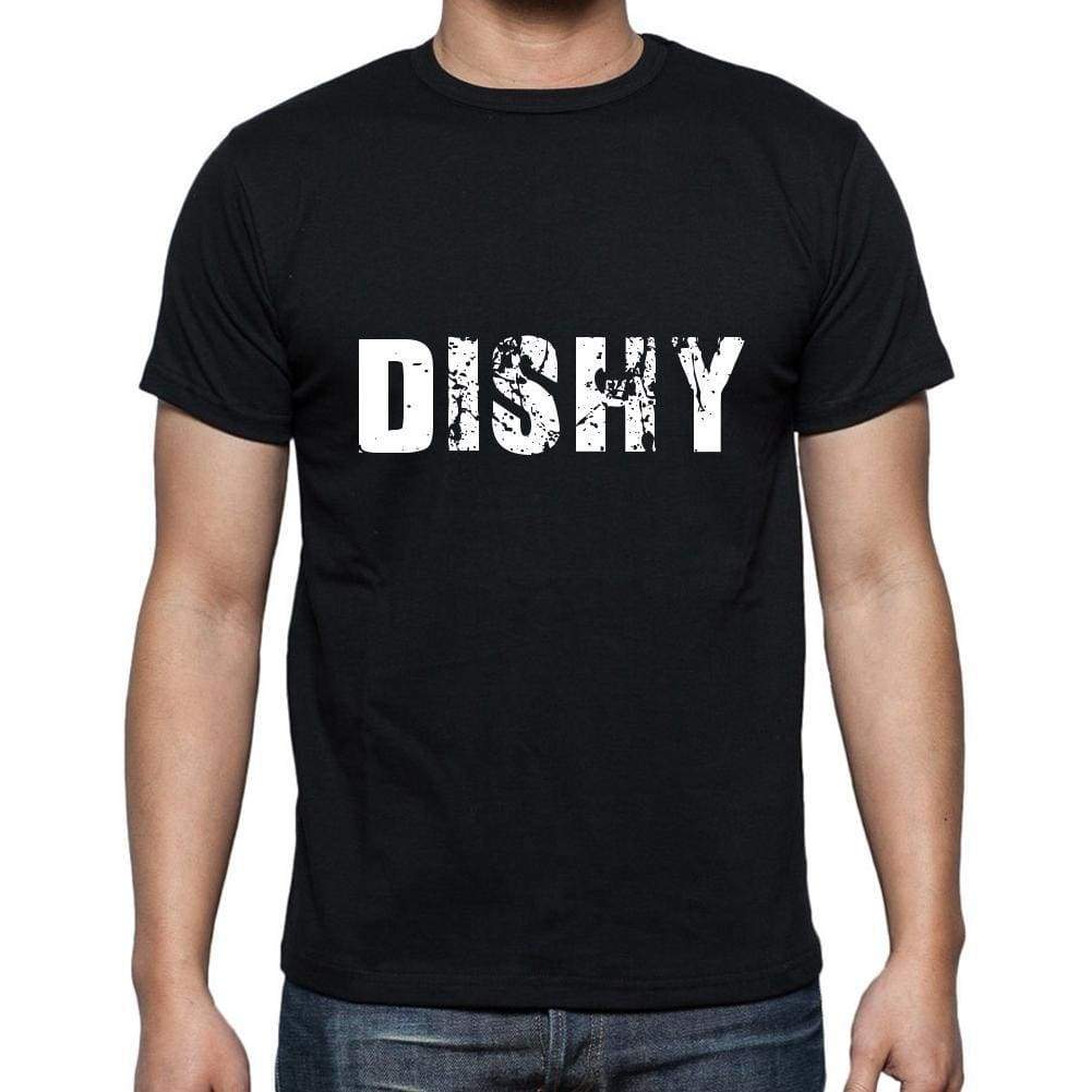 Dishy Mens Short Sleeve Round Neck T-Shirt 5 Letters Black Word 00006 - Casual