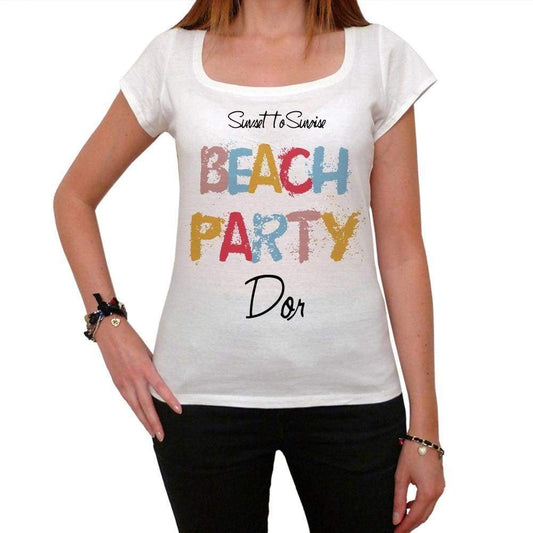 Dor Beach Party White Womens Short Sleeve Round Neck T-Shirt 00276 - White / Xs - Casual