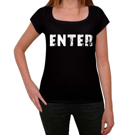 Enter Womens T Shirt Black Birthday Gift 00547 - Black / Xs - Casual