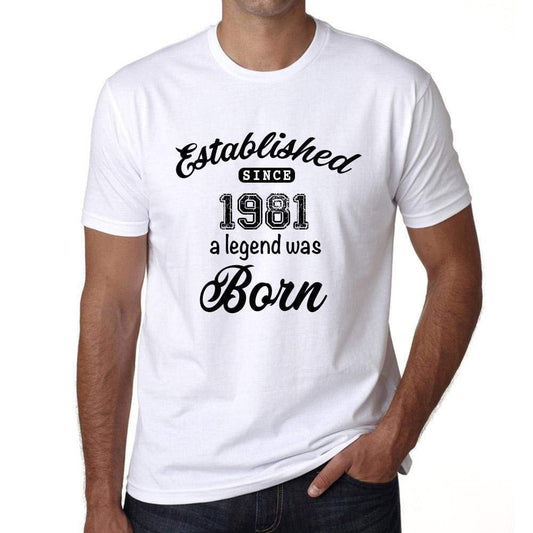 Established Since 1981 Mens Short Sleeve Round Neck T-Shirt 00095 - White / S - Casual
