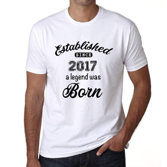 Established Since 2017 Mens Short Sleeve Round Neck T-Shirt 00095 - White / S - Casual
