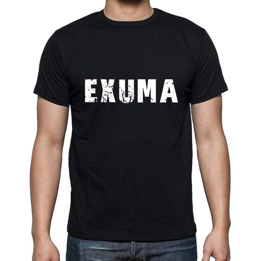 Exuma Mens Short Sleeve Round Neck T-Shirt 5 Letters Black Word 00006 - Casual