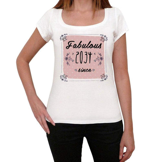 Fabulous Since 2034 Womens T-Shirt White Birthday Gift 00433 - White / Xs - Casual
