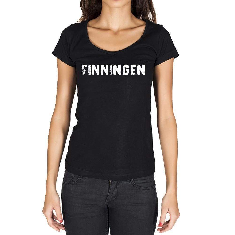 Finningen German Cities Black Womens Short Sleeve Round Neck T-Shirt 00002 - Casual