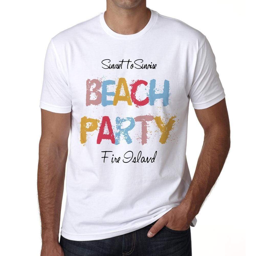 Fire Island Beach Party White Mens Short Sleeve Round Neck T-Shirt 00279 - White / S - Casual