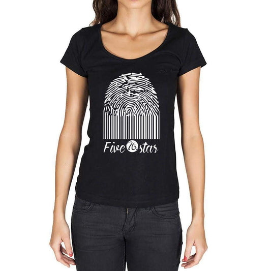 Five-Star Fingerprint Black Womens Short Sleeve Round Neck T-Shirt Gift T-Shirt 00305 - Black / Xs - Casual