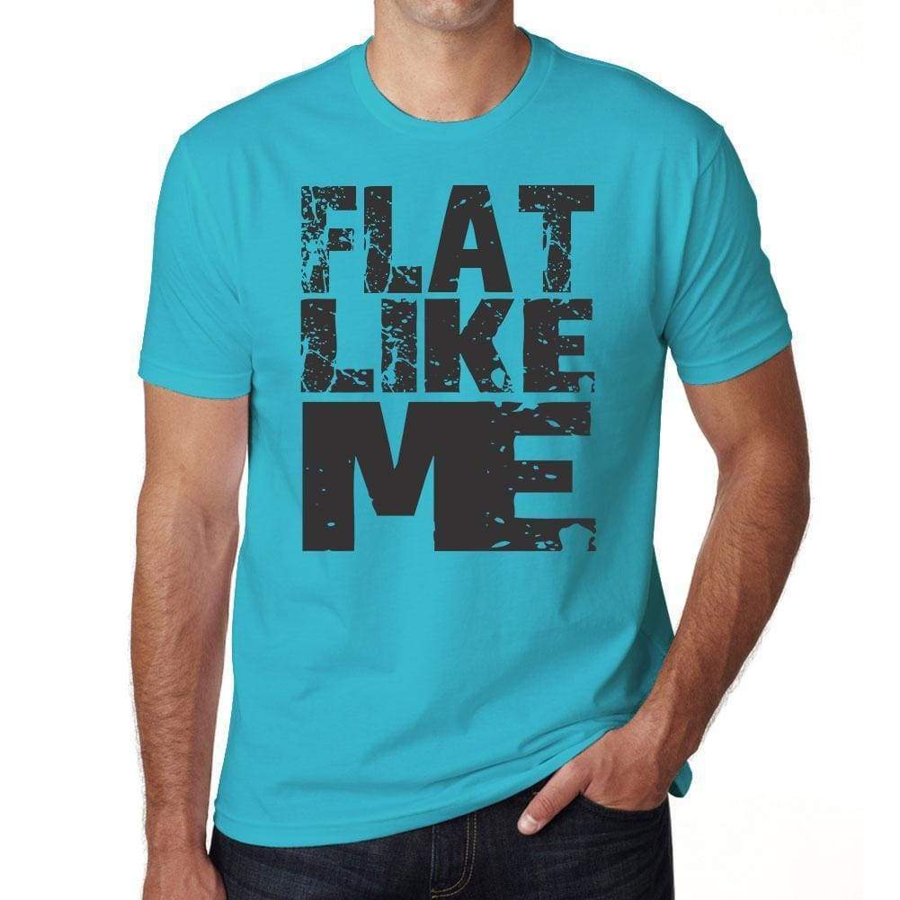 Flat Like Me Blue Grey Letters Mens Short Sleeve Round Neck T-Shirt 00285 - Blue / S - Casual