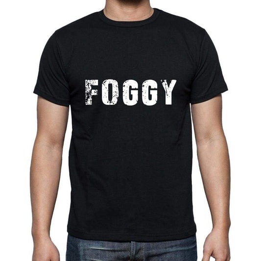 Foggy Mens Short Sleeve Round Neck T-Shirt 5 Letters Black Word 00006 - Casual