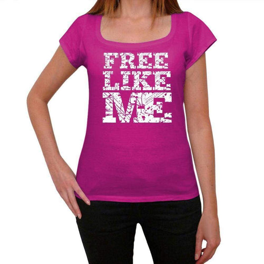 Free Like Me Pink Womens Short Sleeve Round Neck T-Shirt 00053 - Pink / Xs - Casual