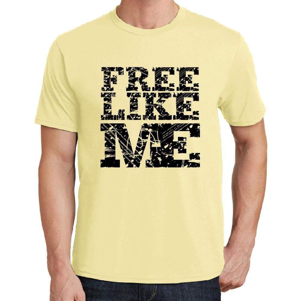 Free Like Me Yellow Mens Short Sleeve Round Neck T-Shirt 00294 - Yellow / S - Casual