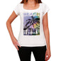French Beach Name Palm White Womens Short Sleeve Round Neck T-Shirt 00287 - White / Xs - Casual