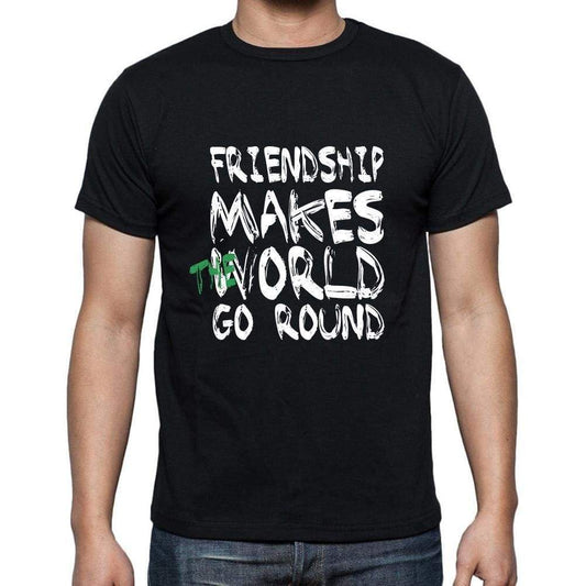 Friendship World Goes Round Mens Short Sleeve Round Neck T-Shirt 00082 - Black / S - Casual