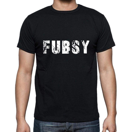 Fubsy Mens Short Sleeve Round Neck T-Shirt 5 Letters Black Word 00006 - Casual