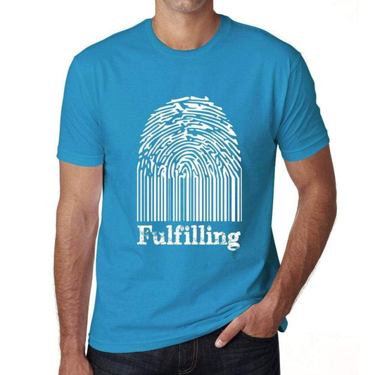 Fulfilling Fingerprint Blue Mens Short Sleeve Round Neck T-Shirt Gift T-Shirt 00311 - Blue / S - Casual