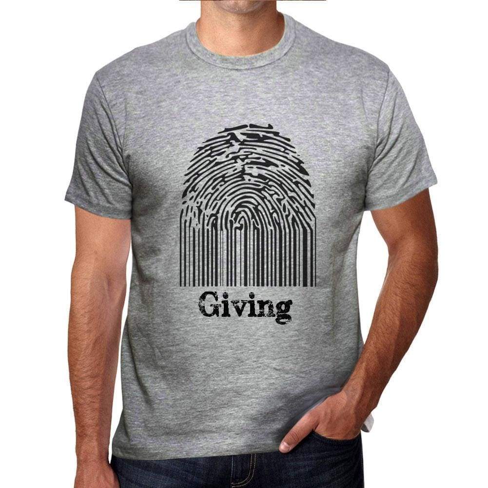 Giving Fingerprint Grey Mens Short Sleeve Round Neck T-Shirt Gift T-Shirt 00309 - Grey / S - Casual