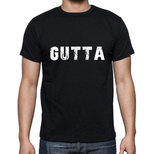 Gutta Mens Short Sleeve Round Neck T-Shirt 5 Letters Black Word 00006 - Casual