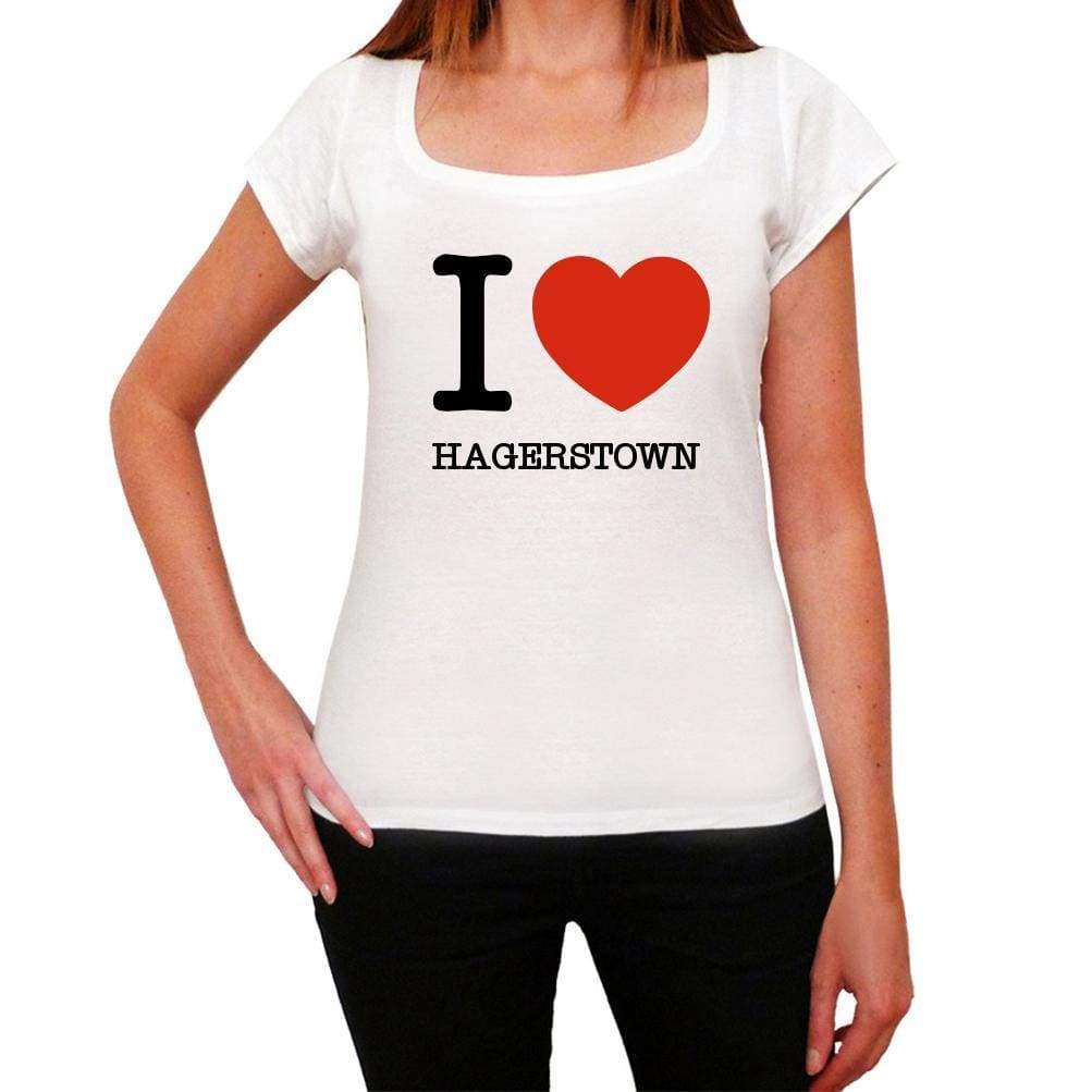 Hagerstown I Love Citys White Womens Short Sleeve Round Neck T-Shirt 00012 - White / Xs - Casual