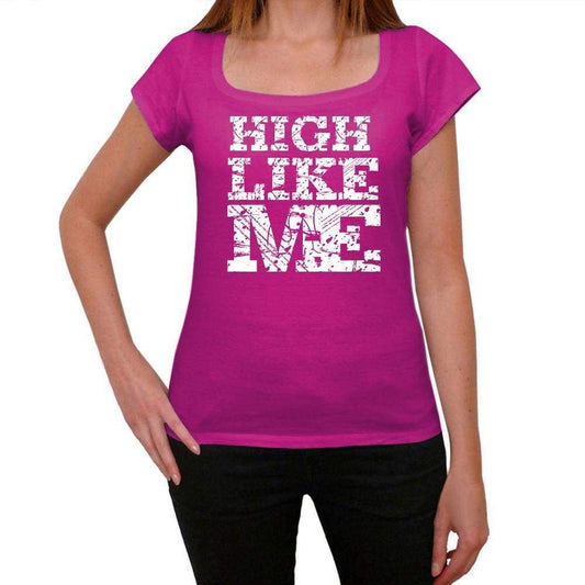 High Like Me Pink Womens Short Sleeve Round Neck T-Shirt 00053 - Pink / Xs - Casual