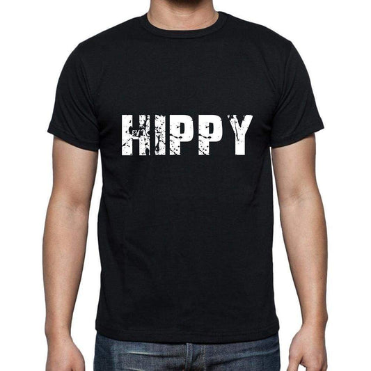 Hippy Mens Short Sleeve Round Neck T-Shirt 5 Letters Black Word 00006 - Casual