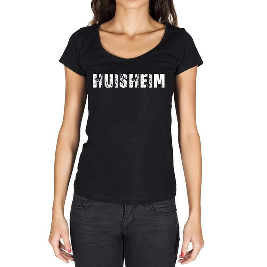Huisheim German Cities Black Womens Short Sleeve Round Neck T-Shirt 00002 - Casual