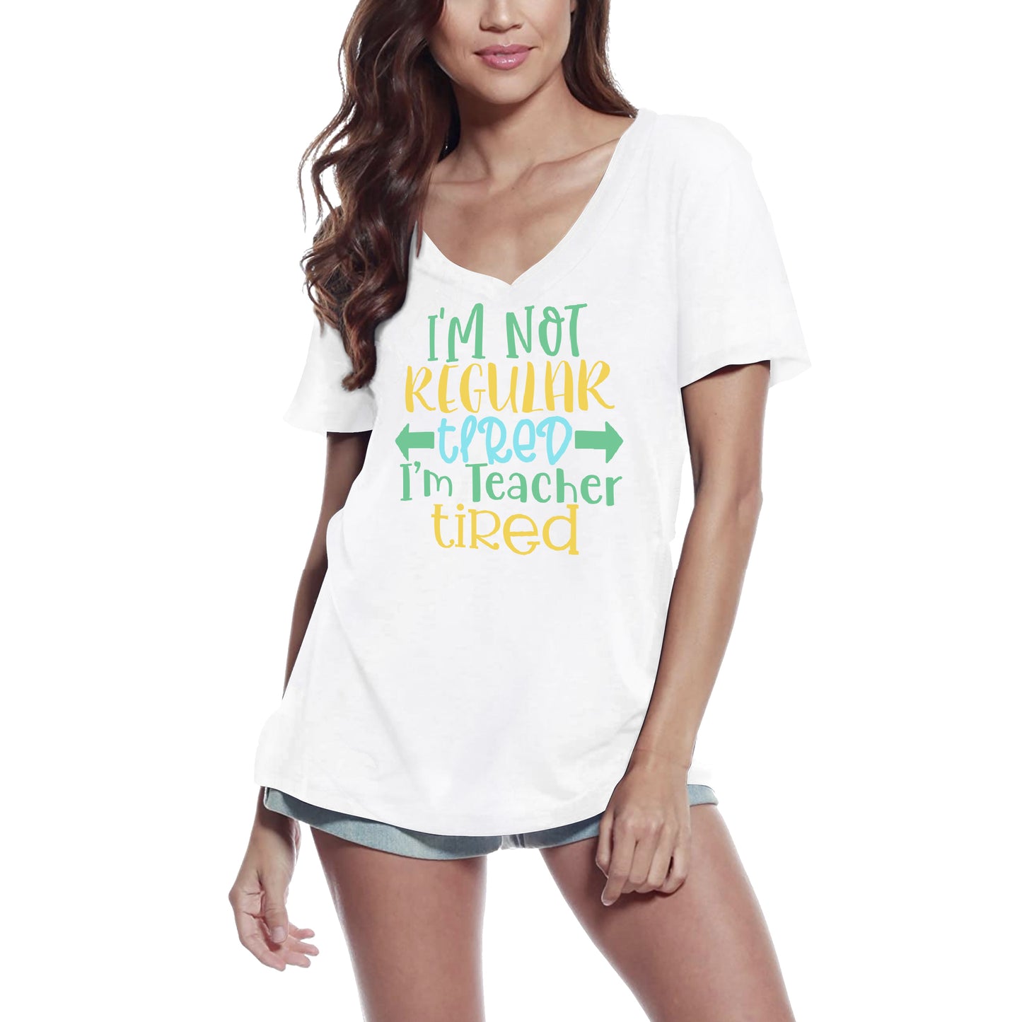 ULTRABASIC Women's T-Shirt I'm Not Regular Tired I'm Teacher Tired - Short Sleeve Tee Shirt Tops