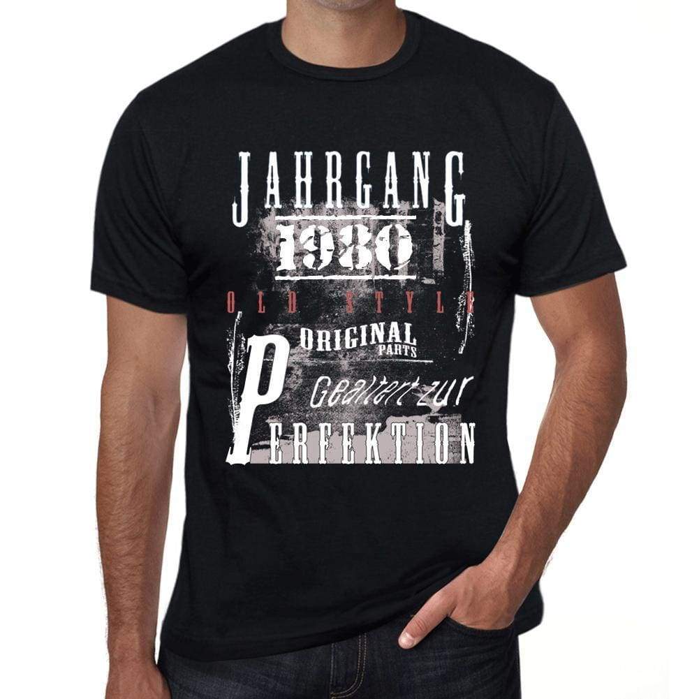 Jahrgang Birthday 1980 Black Mens Short Sleeve Round Neck T-Shirt Gift T-Shirt 00352 - Black / Xs - Casual