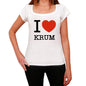 Krum I Love Citys White Womens Short Sleeve Round Neck T-Shirt 00012 - White / Xs - Casual