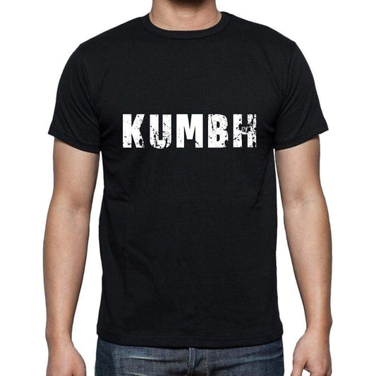 Kumbh Mens Short Sleeve Round Neck T-Shirt 5 Letters Black Word 00006 - Casual