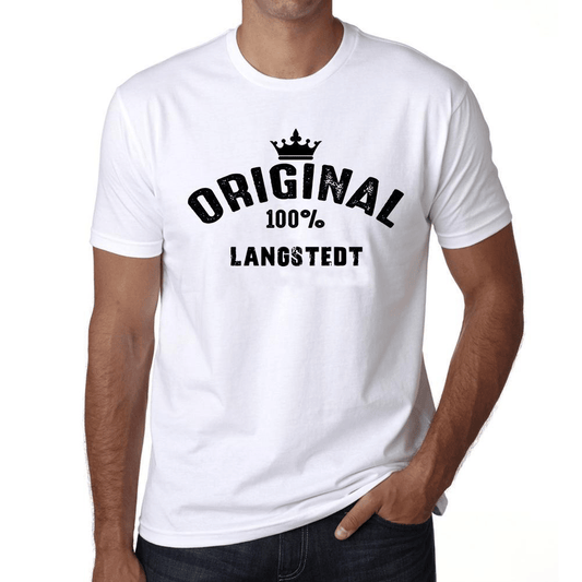 Langstedt 100% German City White Mens Short Sleeve Round Neck T-Shirt 00001 - Casual