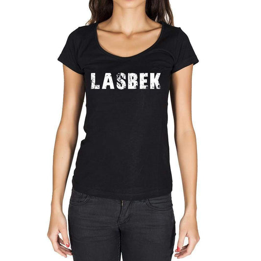 Lasbek German Cities Black Womens Short Sleeve Round Neck T-Shirt 00002 - Casual