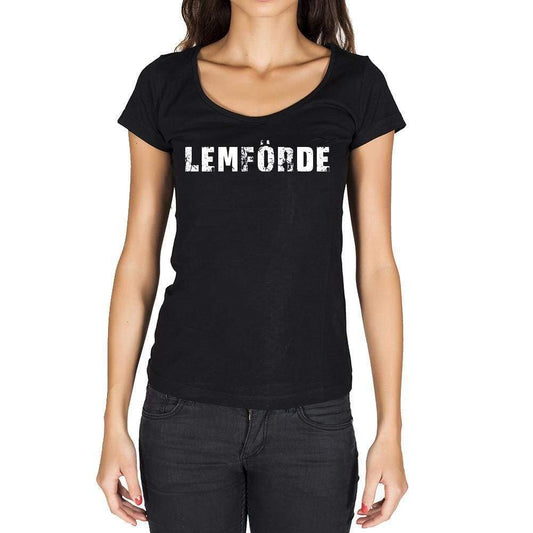 Lemförde German Cities Black Womens Short Sleeve Round Neck T-Shirt 00002 - Casual