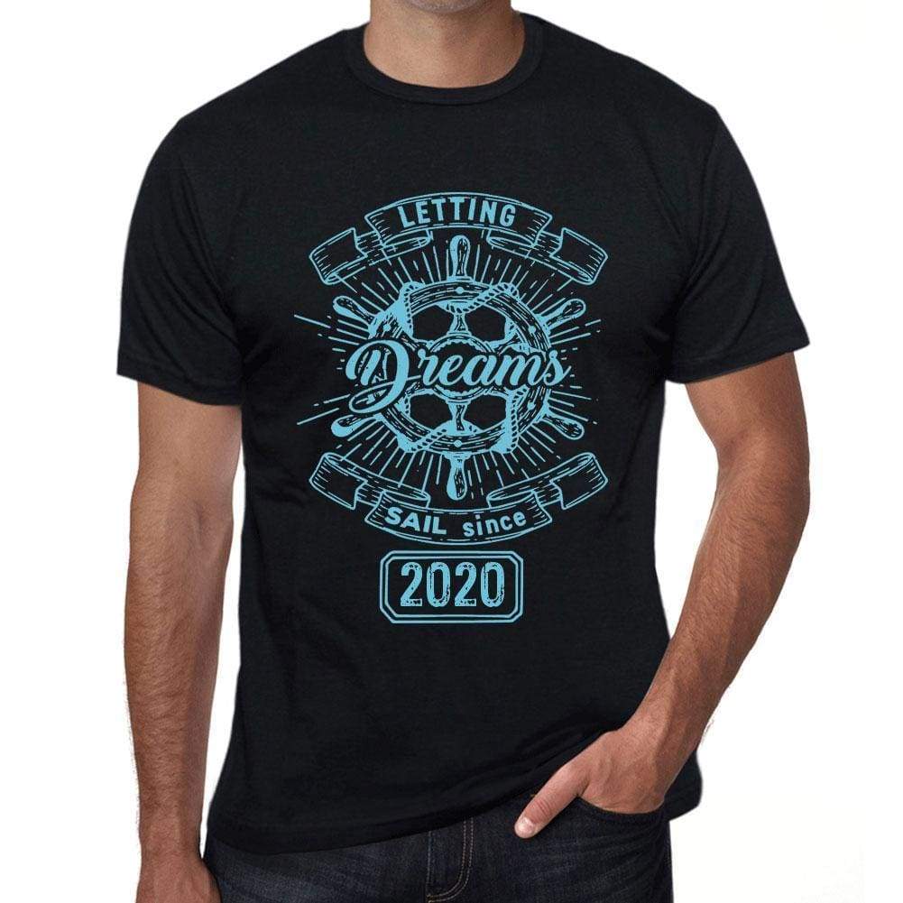 Letting Dreams Sail Since 2020 Mens T-Shirt Black Birthday Gift 00402 - Black / Xs - Casual