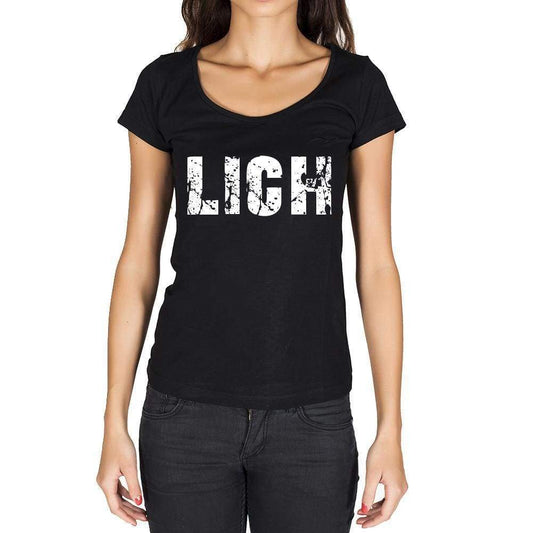 Lich German Cities Black Womens Short Sleeve Round Neck T-Shirt 00002 - Casual