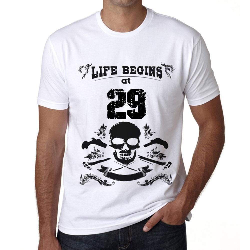 Life Begins At 29 Mens T-Shirt White Birthday Gift 00448 - White / Xs - Casual