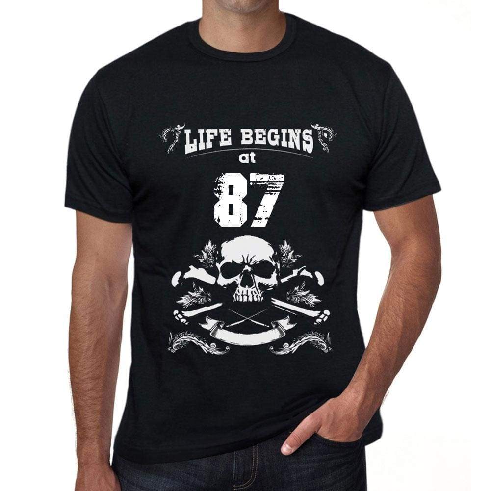 Life Begins At 87 Mens Black T-Shirt Birthday Gift 00449 - Black / Xs - Casual