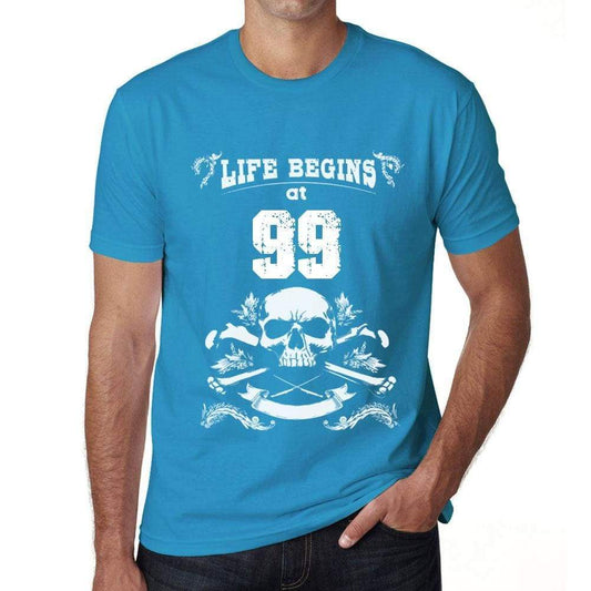 Life Begins At 99 Mens T-Shirt Blue Birthday Gift 00451 - Blue / Xs - Casual