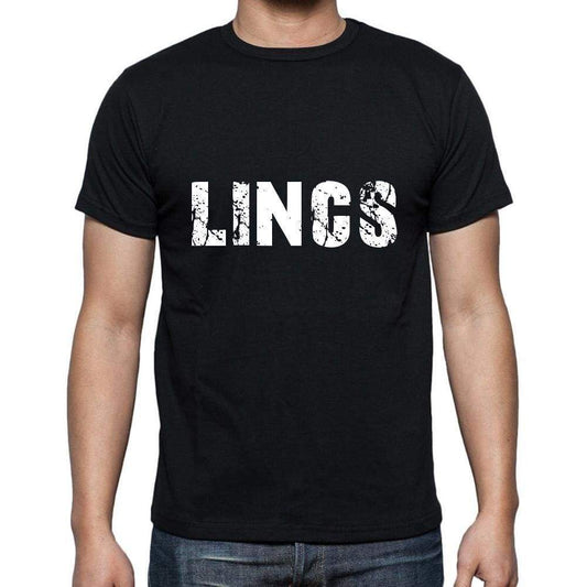 Lincs Mens Short Sleeve Round Neck T-Shirt 5 Letters Black Word 00006 - Casual