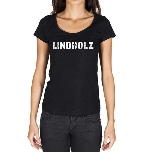 Lindholz German Cities Black Womens Short Sleeve Round Neck T-Shirt 00002 - Casual