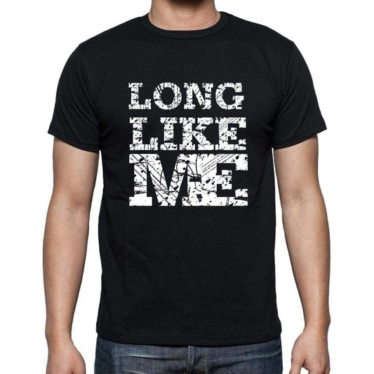 Long Like Me Black Mens Short Sleeve Round Neck T-Shirt 00055 - Black / S - Casual