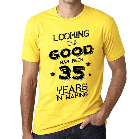 Looking This Good Has Been 35 Years In Making Mens T-Shirt Yellow Birthday Gift 00442 - Yellow / Xs - Casual