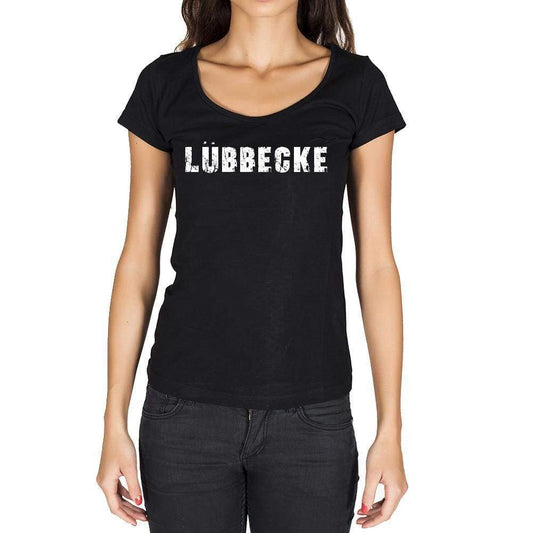Lübbecke German Cities Black Womens Short Sleeve Round Neck T-Shirt 00002 - Casual