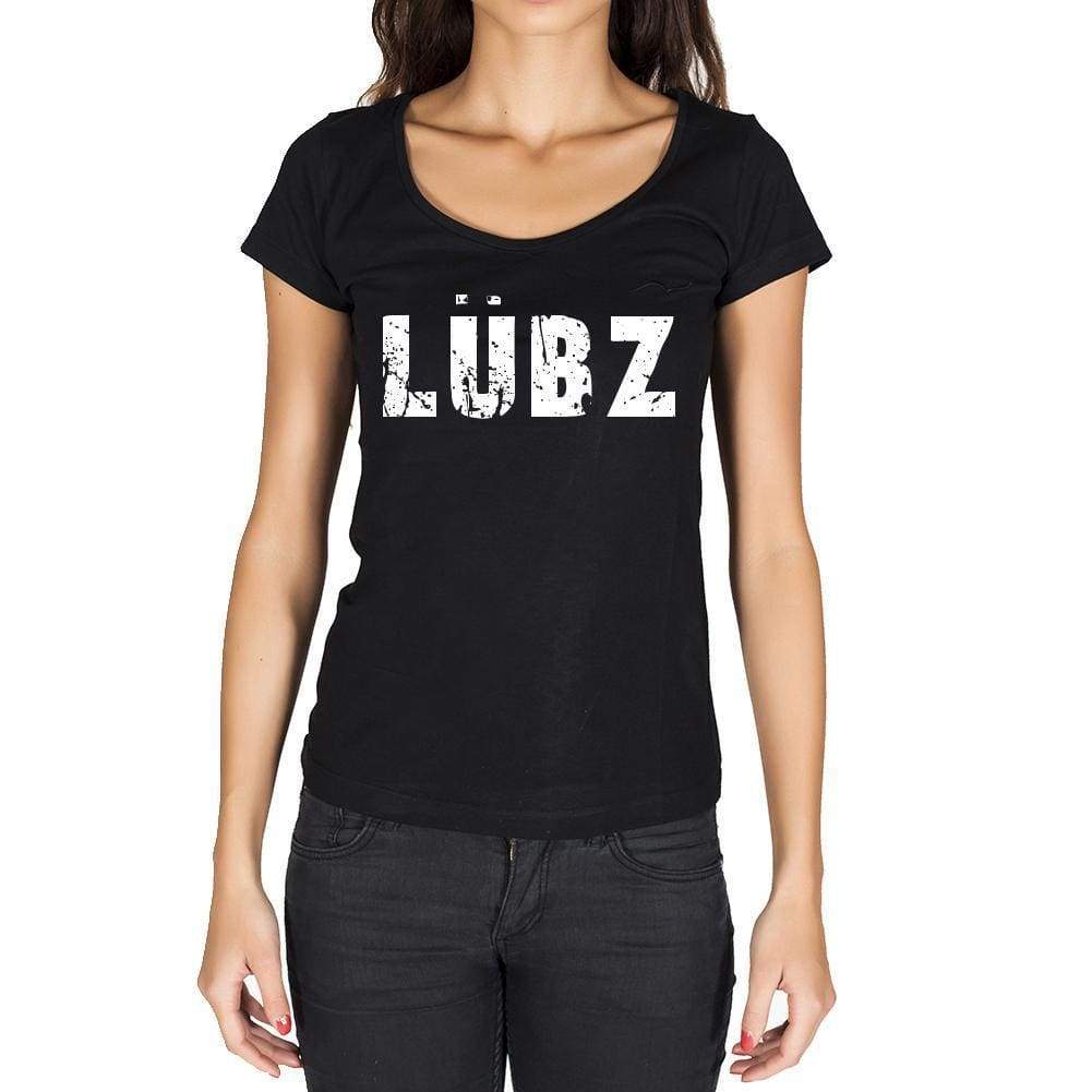 Lübz German Cities Black Womens Short Sleeve Round Neck T-Shirt 00002 - Casual