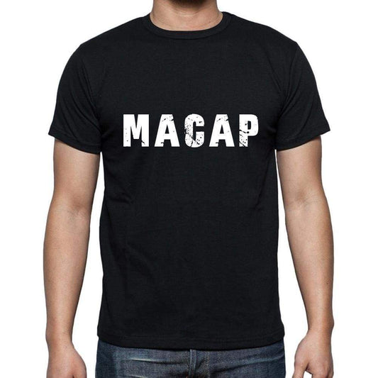 Macap Mens Short Sleeve Round Neck T-Shirt 5 Letters Black Word 00006 - Casual