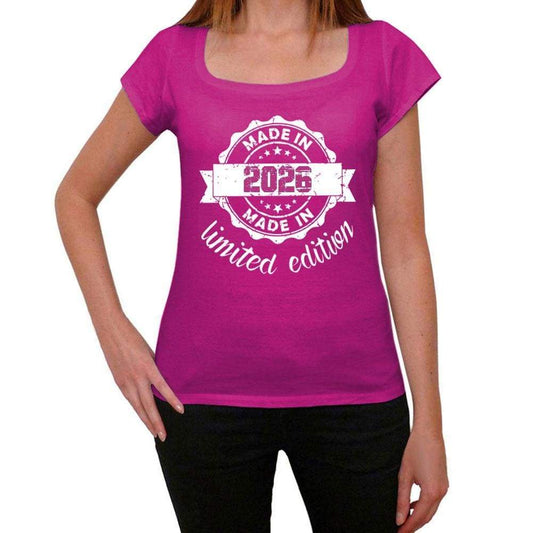 Made In 2026 Limited Edition Womens T-Shirt Pink Birthday Gift 00427 - Pink / Xs - Casual