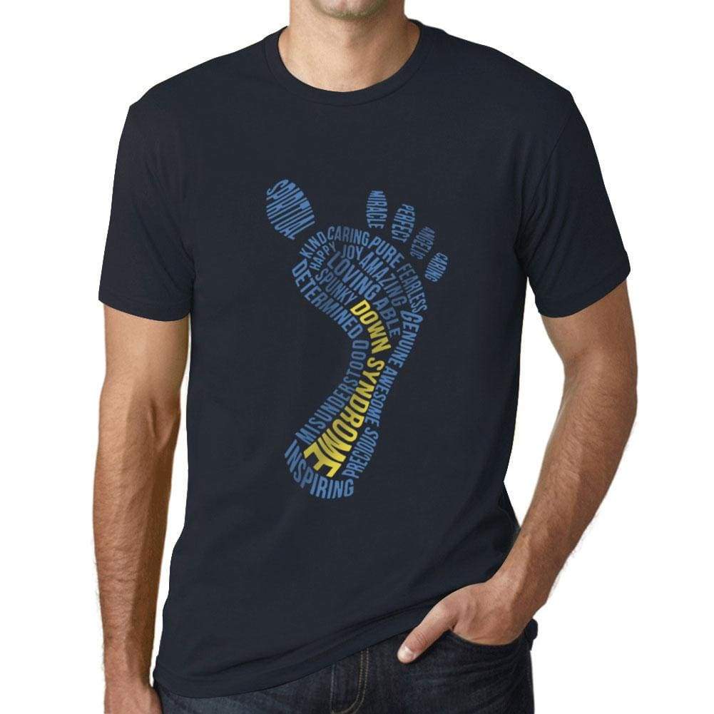 Mens Graphic T-Shirt Down Syndrome Footprint Navy - Navy / Xs / Cotton - T-Shirt