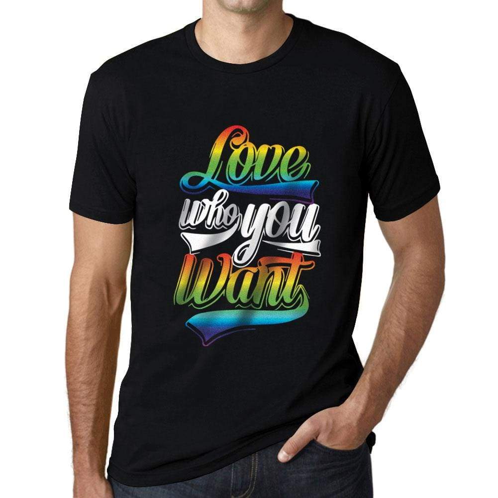 Mens Graphic T-Shirt LGBT Love Who You Want Deep Black - Deep Black / XS / Cotton - T-Shirt